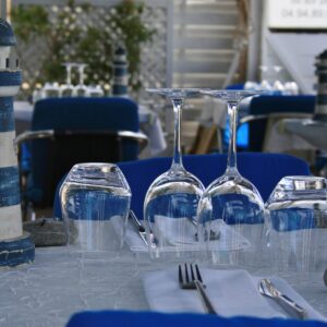 Restaurant au couleur bleu azur à Cavalaire.